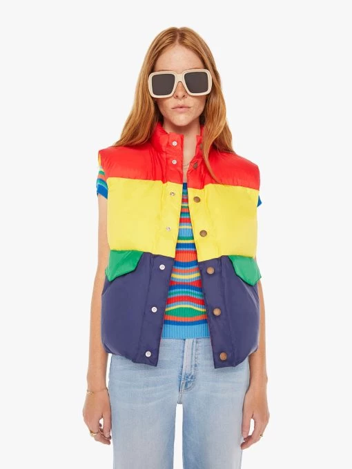 The Pillow Talk Tri Color Vest - Building Blocks -Mother Denim 3262 1456 BGB VW A WaistUpFront 3144