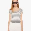 The Itty Bitty Scoop - Black And White Stripe -Mother Denim 81251 1441 BWS VW A WaistUpFront 4059