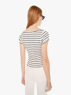 The Itty Bitty Scoop - Black And White Stripe -Mother Denim 81251 1441 BWS VW C WaistUpBack 4017