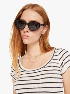 The Itty Bitty Scoop - Black And White Stripe -Mother Denim 81251 1441 BWS VW E Detail 4079