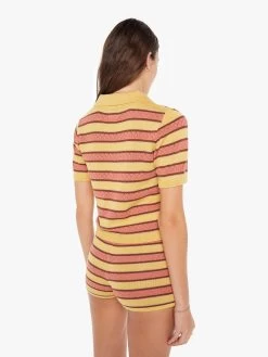 The Hot Under The Collar Top - Mustard Brown Stripe 11 The Hot Under The Collar Top - Mustard Brown Stripe -Mother Denim 81286 1500 MUB VW C WaistUpBack 3748