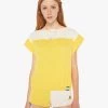 The Swiper Yoke Tee - Primrose Yellow -Mother Denim 81301 601 PYO VW A WaistUpFront 4492