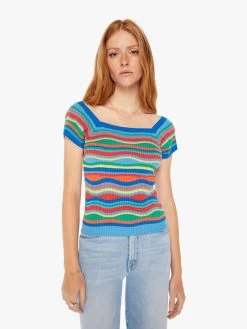 The Squared Top - Multi Blue Stripe -Mother Denim 81646 1495 BBS VW A WaistUpFront 3423 749bf135 92ea 4287 92a1 641d6a3a3e5e
