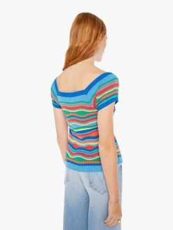 The Squared Top - Multi Blue Stripe -Mother Denim 81646 1495 BBS VW C WaistUpBack 3440