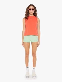 The Mock 10 Tee - Hot Coral -Mother Denim 8283 944 HCL VW D FullBodyFront 4498 36f9c248 e3ec 4e91 a270 a661474cd60e