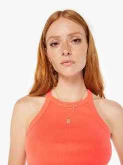 The Up In Arms - Hot Coral -Mother Denim 8293 988 HCL VW E Detail 3491