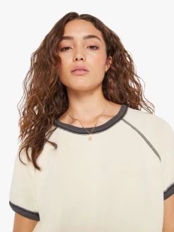 The Short Sleeve Concert - Antique White And Faded Black -Mother Denim 89282 760 AQF VW E Detail 4742