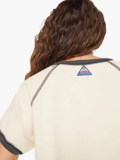 The Short Sleeve Concert - Antique White And Faded Black -Mother Denim 89282 760 AQF VW E Detail 4745